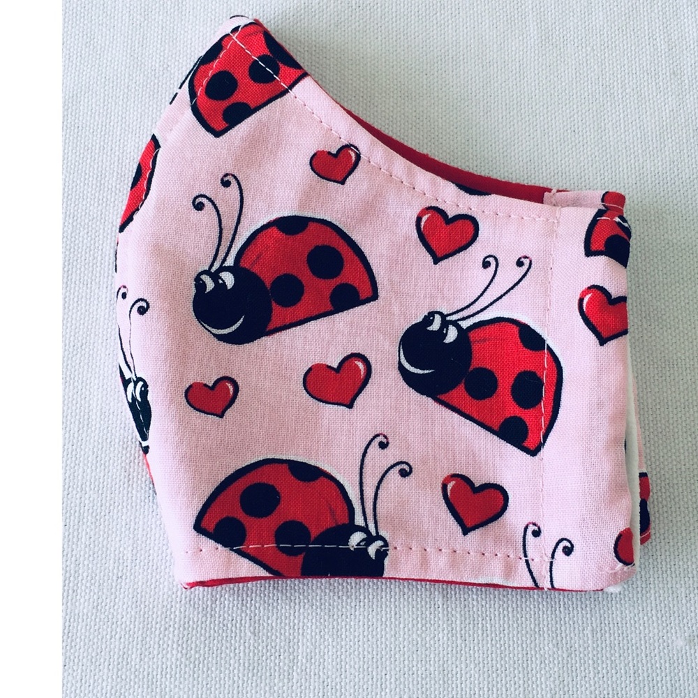 3 FOR $29 FACE MASK RED BLACK LADY BUGS PINK - Picture 3 of 8